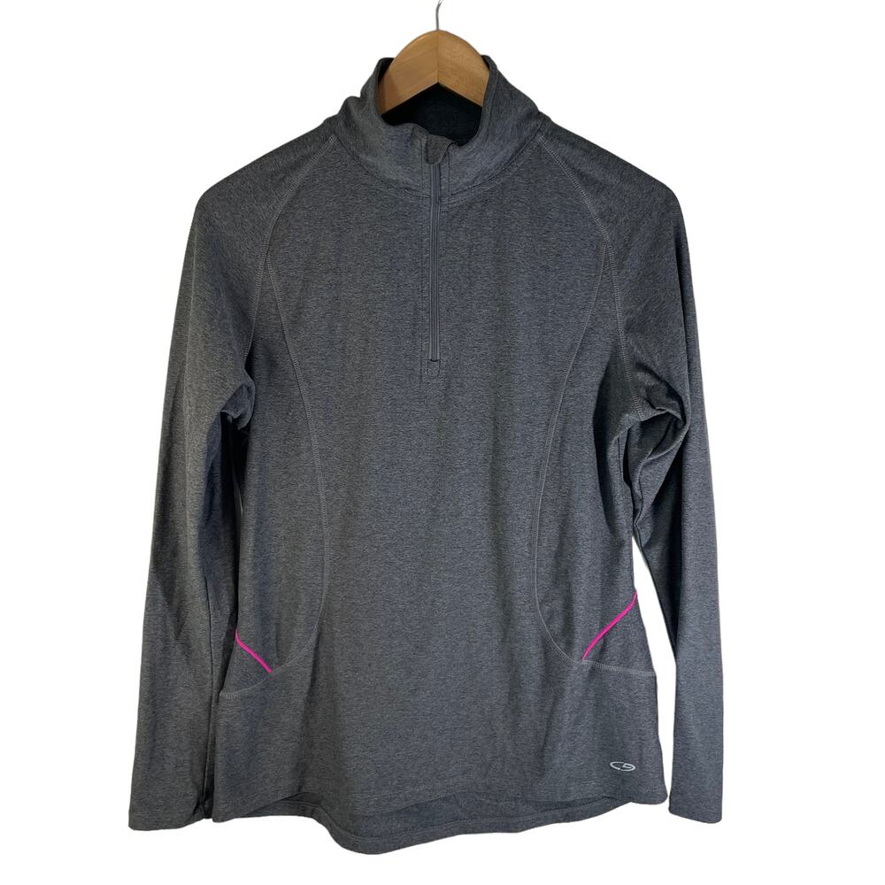 C9 by Champion Women 1/4 Zip Long Sleeve Athletic Top Gray M Activewear Athletic
